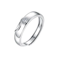 Anello Mobius regolabile in argento 925 con moissanite rotonda e castone a onda elegante - 30 Punti Moissanite (Aperto) / Stile Uomo (Colore Argento)