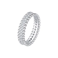 Sparkling Moissanite eternity ring in S925 sterling silver with beaded edges - US 5 / Full Eternity with 28 Moissanite Stones 2mm (GRA Certificate Gift Set) / Silver