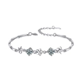 Polished S925 sterling silver clover bracelet with moissanite accents and adjustable chain - 0.5ct + 0.5ct Moissanite / 925 Silver