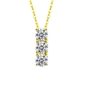 Collana in argento sterling 925 dorato con un ciondolo a tre pietre in moissanite lucida - Moissanite / Oro