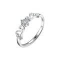 Anello Mobius regolabile in argento 925 con moissanite e motivi ad ala traforati - 50 Punti Moissanite (Aperto) / Stile Donna (Colore Argento)
