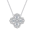 S925 sterling silver clover necklace with pear-cut moissanite stones and halo pendant - 0.1ct Moissanite / 925 Silver