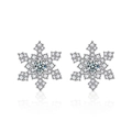 S925 sterling silver snowflake stud earrings with moissanite stones on white background - 925 Sterling Silver (White Gold Plated) / 0.3ct+0.3ct Moissanite