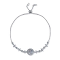 S925 Sterling Silver Moissanite Star and Moon Bracelet with adjustable sliding clasp - 925 Sterling Silver (White Gold Plated) / 1 Carat Moissanite