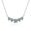 Elegant S925 sterling silver smile necklace with five brilliant moissanite stones - 0.62ct Moissanite / White Gold