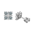 Pendientes de trébol en plata S925 y moissanita con un engaste de cruz de 4 garras - 0.4ct+0.4ct Pendientes de Moissanita / Oro Blanco