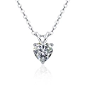 Elegante S925 zilveren ketting met hartvormige moissanite hanger en gepolijste glans - Moissanite Hartvorm / Witgoud