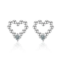 Pendientes de corazón en plata de ley S925 con moissanita brillante, estilo minimalista - 0.3ct+0.3ct Moissanita / Oro Blanco