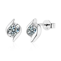 Elegantes pendientes de plata de ley S925 y moissanita con piedras de corte redondo - Moissanita / Oro Blanco