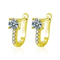 Classic gold S925 sterling silver U-shaped moissanite earrings with sparkling pavé stones - 0.5ct + 0.5ct Moissanite / Gold