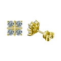 Pendientes de tuerca de moissanita con trébol de cuatro hojas en plata s925 dorada - 0.4ct+0.4ct Pendientes de Moissanita / Oro de 18K