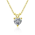 Elegante gouden ketting met hartvormige moissanite hanger en een fijne driepotige zetting - Moissanite Hartvorm / Goud