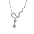 S925 sterling silver snake necklace with moissanite pendant and green gemstone eyes - 0.5 Carat Moissanite / Snake Necklace (White Gold)