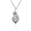 Elegant s925 sterling silver heart-shaped moissanite pendant necklace on white background - Moissanite(Heart 8mm) / White Gold
