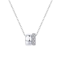 Elegante collar de doble círculo en plata de ley S925 con brillantes cristales de moissanita - Moissanita de 34 Puntos / Oro Blanco