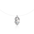 S925 sterling silver marquise cut moissanite pendant on minimalist invisible fishing line necklace - 1 Carat Moissanite / White Gold