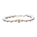 Elegant S925 silver pearl bracelet with a sparkling moissanite diamond pendant - 925 Silver / 0.3 Carat Moissanite