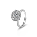 Sparkling S925 sterling silver floral moissanite ring with adjustable open band design - Adjustable Opening (White Gold) / 0.5 Carat Moissanite