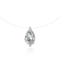Élégant collier larme de sirène en argent S925 avec pendentif moissanite taille poire - Moissanite 1 Carat (Goutte d'Eau 5*8mm) / Collier Fil de Pêche (Or Blanc)