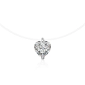 Minimalist S925 sterling silver heart-shaped moissanite necklace with clear invisible line - Moissanite (Heart Shaped 6.5mm) / Platinum Color Fishing Line Necklace