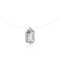 Elegant emerald-cut moissanite pendant on a transparent fishing line necklace for women - 1 Carat Moissanite (Rectangle 5x7mm) / Platinum Color Fishing Line Necklace
