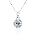 Collana cuore in argento S925 con pendente in moissanite su catena elegante con riflesso - Moissanite da 1 Carato / Oro Bianco