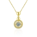 Elegante collana cuore in argento S925 dorato con pendente moissanite doppio halo - Moissanite da 1 Carato / Oro