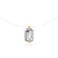 Minimalist S925 silver moissanite rectangle pendant on clear invisible fishing line chain - 1 Carat Moissanite (Rectangle 5x7mm) / Gold Color Fishing Line Necklace