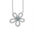 Elegante S925 Silber Sonnenblumen Halskette mit Moissanit Zentrum und Pavé Diamanten - 1 Karat Moissanit / Sonnenblume Halskette (Platin)