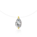 Pendentif moissanite en forme de poire avec griffes dorées sur fil de pêche invisible - Moissanite 1 Carat (Goutte d'Eau 5*8mm) / Collier Fil de Pêche (Or Jaune)