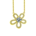 Goldene Sonnenblumen-Halskette aus S925 Silber mit Moissanit und Mikro-Pavé-Fassung - 1 Karat Moissanit / Sonnenblume Halskette (Gold)