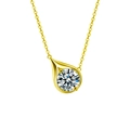 Elegante goudkleurige S925 zilveren ketting met waterdruppel hanger en moissanite steen - 1 Karaat Moissanite / Traan Ketting (Goudkleur)
