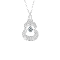 Elegant S925 sterling silver gourd pendant necklace with woven texture and moissanite stone - 0.3 Carat Moissanite / White Gold