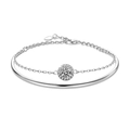 S925 Sterling Silber Moissanit-Armband mit rundem Diamant-Anhänger und eleganter Gliederkette - 0,5 Karat Moissanit / Weißgold