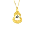 S925 silver gourd necklace in golden finish with sparkling moissanite pendant - 0.3 Carat Moissanite / Gold