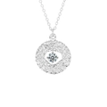 S925 sterling silver dreamcatcher wreath necklace with sparkling moissanite pendant - 0.3 Carat Moissanite / White Gold (XMZ200)