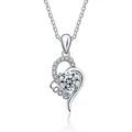 Collana cuore in argento S925 con moissanite centrale e incisione 'Love' raffinata - Moissanite da 0,5 Carati / Oro Bianco