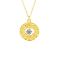 Golden woven dreamcatcher wreath necklace with sparkling moissanite pendant - 0.3 Carat Moissanite / Gold (XMZ200)