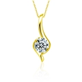 Collar de oro en forma de S con colgante de moissanita redonda de corte brillante - 1ct Moissanita (Plata 925) / Dorado