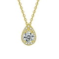 Pear-shaped moissanite halo pendant necklace in gold finish with S925 silver chain - 1 Carat Moissanite / Gold
