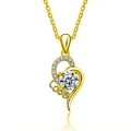 Collana a cuore in argento S925 dorato con moissanite e catenina d'oro sottile - Moissanite da 0,5 Carati / Oro