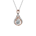 S925 silver dancing heart necklace with two-tone teardrop pendant and sparkling stones - Dancing Necklace (0.5 Carat Moissanite)