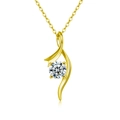 Eleganter vergoldeter S925 Sterlingsilber Moissanit-Anhänger mit gedrehtem Band-Design - Gedrehte Vier-Krallen (1 Karat Moissanit) / Gold