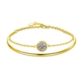 Vergoldetes S925 Silber-Armband-Set mit zentralem Moissanit im runden Schliff und Kette - 0,5 Karat Moissanit / Gold