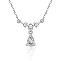 Moissanite teardrop pendant necklace in 925 sterling silver with tassel detail and sparkles - 0.8ct Moissanite (Water Drop 5*7mm) / 925 Silver