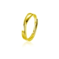 Anello in argento 925 placcato oro ritorto con moissanite e fascia aperta regolabile - Fascia Semplice (Regolabile) / Anello da Uomo Nastro di Moebius (Oro)