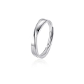 Anello regolabile in argento sterling S925 con design a spirale e cuore di moissanite - Fascia Semplice (Regolabile) / Anello da Uomo Nastro di Moebius (Argento Platino)