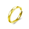 Adjustable gold geometric cut ring with a unique diamond pattern and polished finish - Men's Geometric Facet (Adjustable) / Gold