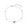 Minimalist S925 sterling silver heart bracelet featuring sparkling moissanite stones - Moissanite Heart Shape / Silver