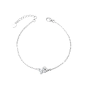 Elegant S925 sterling silver butterfly bracelet with sparkling zircon stones on white backdrop - 40 Points Moissanite / Butterfly Love Flower Bracelet (White Gold Color)
